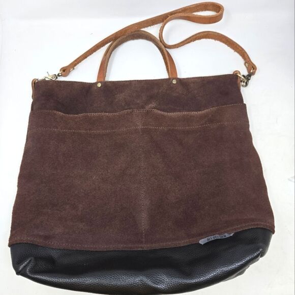 ALI GOLDEN Brown and Black Suede Tote Bag Reversible - Picture 1 of 16
